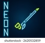 Glowing neon line Native American indian smoking pipe icon isolated on black background. Colorful outline concept. Vector Illustration