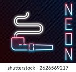 Glowing neon line Native American indian smoking pipe icon isolated on black background. Colorful outline concept. Vector