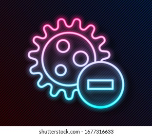 Glowing neon line Negative virus icon isolated on black background. Corona virus 2019-nCoV. Bacteria and germs, cell cancer, microbe, fungi.  Vector Illustration