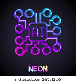 Icono de red neuronal aislado sobre fondo negro. Inteligencia artificial AI. Vector