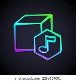 Glowing neon line NFT Digital crypto art icon isolated on black background. Non fungible token.  Vector