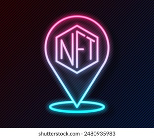 Glowing neon line NFT Digital crypto art icon isolated on black background. Non fungible token.  Vector