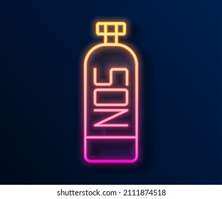 Glowing neon line Nitrous oxide icon isolated on black background.  Vector