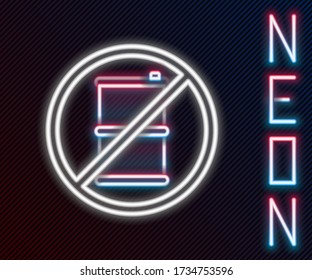 Glowing neon line No barrel for gasoline icon isolated on black background. Diesel gas icon. Colorful outline concept. Vector Illustration