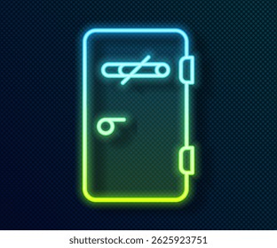 Glowing neon line No smoking area icon isolated on black background. Cigarette smoking prohibited sign.  Vector
