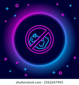 Glowing neon line No trash icon isolated on black background. Colorful outline concept. Vector