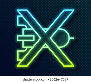 Glowing neon line No war icon isolated on black background. The peace symbol.  Vector