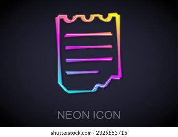 Glowing neon line Notebook icon isolated on black background. Spiral notepad icon. School notebook. Writing pad. Diary for school.  Vector