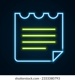 Glowing neon line Notebook icon isolated on black background. Spiral notepad icon. School notebook. Writing pad. Diary for school. Colorful outline concept. Vector
