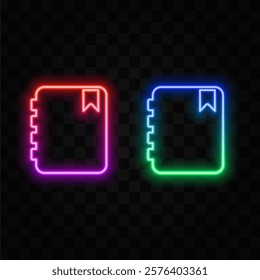 Glowing neon line Notebook icon isolated on black background. Spiral notepad icon. School notebook. Writing pad. Diary for school