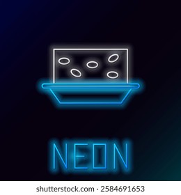 Glowing neon line Nougat with nuts icon isolated on black background. Colorful outline concept. Vector