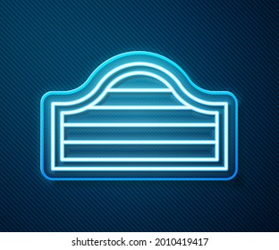 Glowing neon line Old western swinging saloon door icon isolated on blue background.  Vector