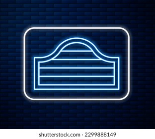 Glowing neon line Old western swinging saloon door icon isolated on brick wall background.  Vector