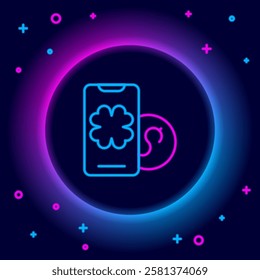 Glowing neon line Online poker table game icon isolated on black background. Online casino. Colorful outline concept. Vector