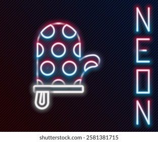 Glowing neon line Oven glove icon isolated on black background. Kitchen potholder sign. Cooking glove. Colorful outline concept. Vector