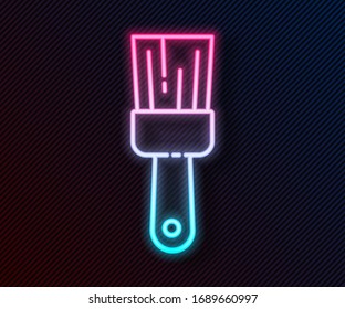 Icono de pincel de neón brillante aislado en fondo negro. Ilustración vectorial