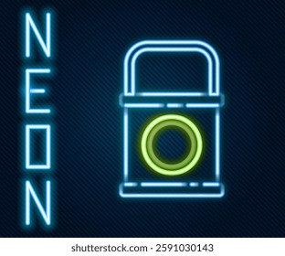 Glowing neon line Paint bucket icon isolated on black background. Colorful outline concept. Vector Illustration