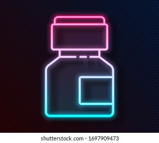 Glowing neon line Paint, gouache, jar, dye icon isolated on black background.  Vector Illustration