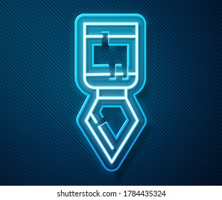 Glowing neon line Palette knife icon isolated on blue background.  Vector Illustration