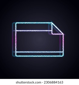 Glowing neon line Paper adhesive sticker with curved corner icon isolated on black background.  Vector