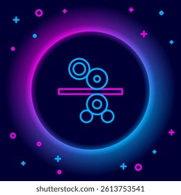 Glowing neon line Paper roll of a printing press icon isolated on black background. Colorful outline concept. Vector