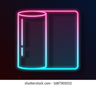 Glowing neon line Paper towel roll icon isolated on black background.  Vector Illustration