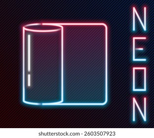 Glowing neon line Paper towel roll icon isolated on black background. Colorful outline concept. Vector Illustration