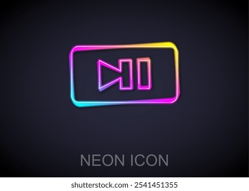 Icono de Botón de pausa de línea de neón brillante aislado sobre fondo negro.  Vector