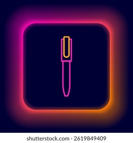 Glowing neon line Pen icon isolated on black background. Colorful outline concept. Vector