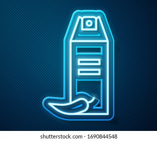 Glühende Neonline Pfefferspray Symbol einzeln auf blauem Hintergrund. OC-Gas. Capsicum selbst verteidigt Aerosol. Vektorillustration-Illustration