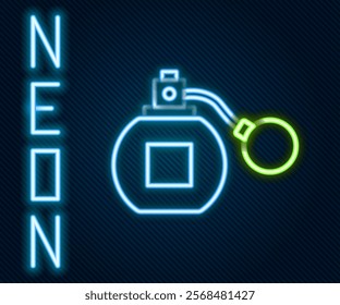 Glowing neon line Perfume icon isolated on black background. Colorful outline concept. Vector