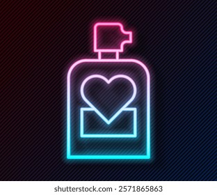 Glowing neon line Perfume icon isolated on black background. 8 March. International Happy Women Day. Happy Valentines day.  Vector