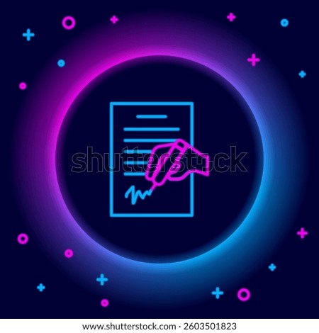 Glowing neon line Petition icon isolated on black background. Colorful outline concept. Vector
