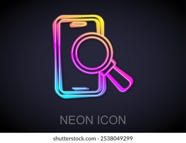 Linha de neon brilhante Ícone do serviço de reparo do telefone isolado no fundo preto. Ajuste, serviço, ajuste, manutenção, reparação, fixação.  Vetor