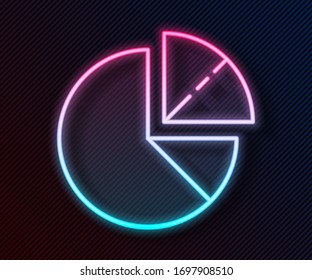 Glühende neonale Pie-Diagramm Infografik Symbol einzeln auf schwarzem Hintergrund. Diagramm Diagramm Diagramm Zeichen. Vektorillustration-Illustration