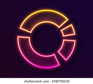 Glowing neon line Pie chart infographic icon isolated on black background. Diagram chart sign.  Vector svg