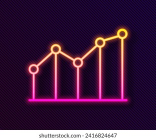 Glowing neon line Pie chart infographic icon isolated on black background. Diagram chart sign.  Vector