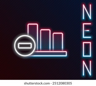 Icono de infografía de gráfico circular de línea de neón brillante aislado sobre fondo negro. Signo de gráfico de diagrama. Concepto de contorno colorido. Ilustración vectorial