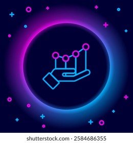 Glowing neon line Pie chart infographic icon isolated on black background. Diagram chart sign. Colorful outline concept. Vector