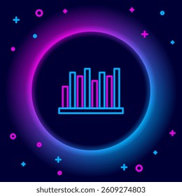 Glowing neon line Pie chart infographic icon isolated on black background. Diagram chart sign. Colorful outline concept. Vector