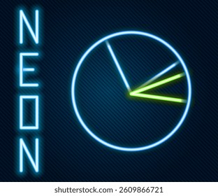 Glowing neon line Pie chart infographic icon isolated on black background. Diagram chart sign. Colorful outline concept. Vector Illustration