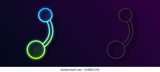 Glowing neon line Piercing icon isolated on black background.  Vector