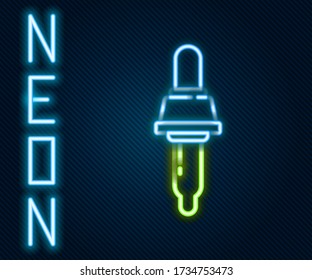 Glowing neon line Pipette icon isolated on black background. Element of medical, chemistry lab equipment. Medicine symbol. Colorful outline concept. Vector Illustration