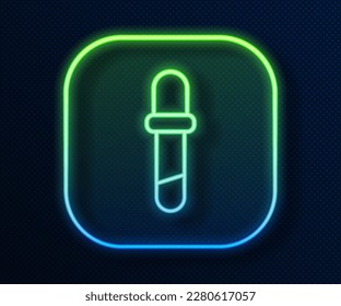 Glowing neon line Pipette icon isolated on blue background. Element of medical, chemistry lab equipment. Medicine symbol.  Vector