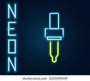 Glowing neon line Pipette icon isolated on black background. Element of medical, cosmetic, chemistry lab equipment. Colorful outline concept. Vector