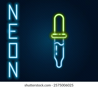 Glowing neon line Pipette icon isolated on black background. Element of medical, chemistry lab equipment. Medicine symbol. Colorful outline concept. Vector Illustration