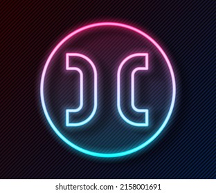 Glowing neon line Pisces zodiac sign icon isolated on black background. Astrological horoscope collection.  Vector