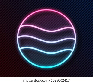 Glowing neon line Planet icon isolated on black background.  Vector