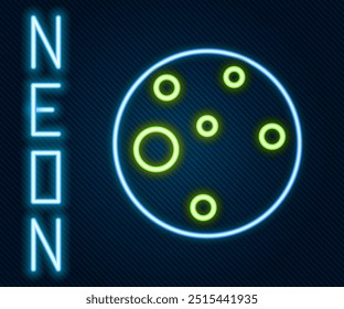 Glowing neon line Planet Mars icon isolated on black background. Colorful outline concept. Vector
