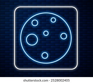 Linha de neon brilhante Planeta Marte ícone isolado no fundo da parede de tijolos.  Vetor